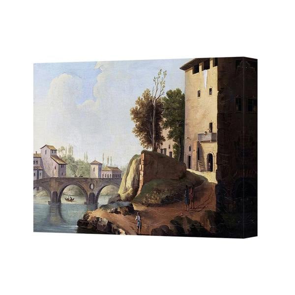 Benjamin Tate Design River Bridge Landscape Canvas Wall Art Decor Living Room