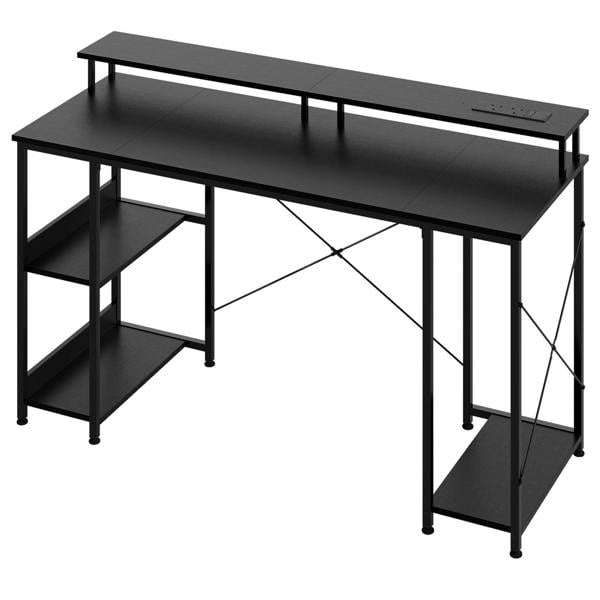 Levede Gaming Desk Computer Table with Monitor Shelf Power Outlets RGB Light