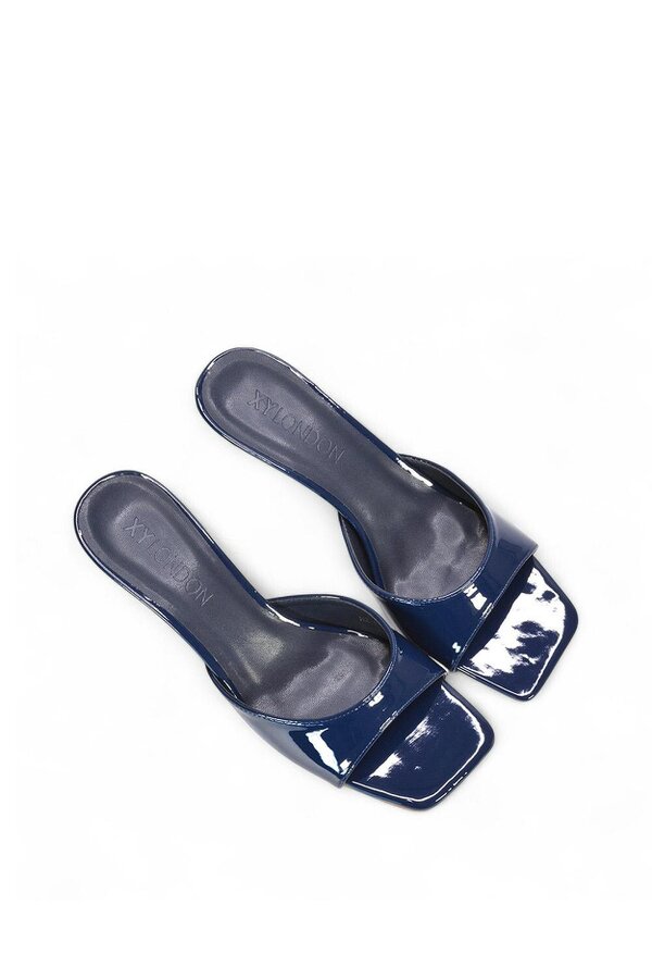 XY LONDON Square Toe Kitten Heel Slip On Heeled Sandal Mules