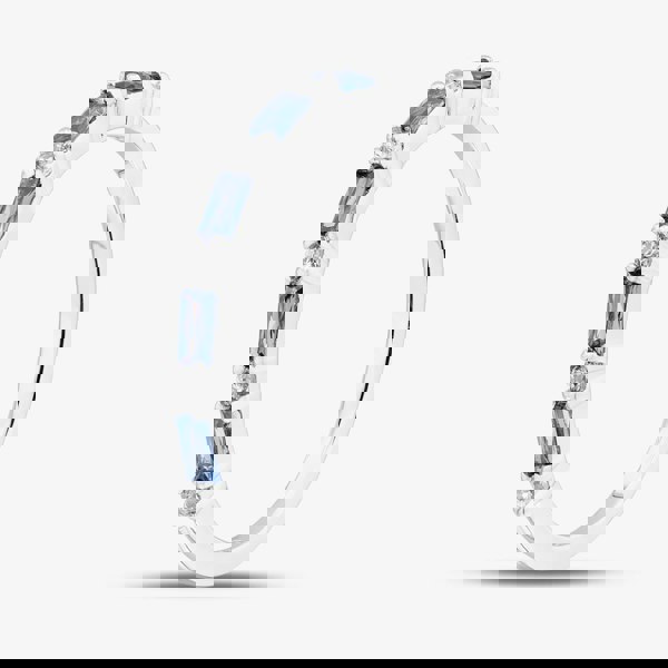 T. H. Baker Silver Blue Baguette Cut & Brilliant Cut Cubic Zirconia Half Eternity Ring S2210