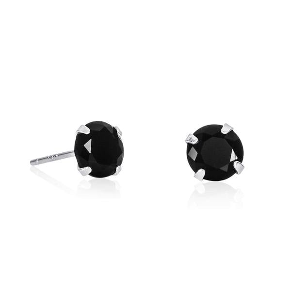 namana Dainty Black Solitaire Stud Earrings in 925 Sterling Silver For Women
