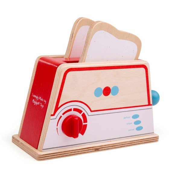 Bigjigs Toys Wooden Toaster Toy - Includes 2 Slices Of Toast