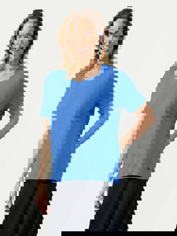 PennyPlain Diamante Sweetheart Neck Top - Pacific