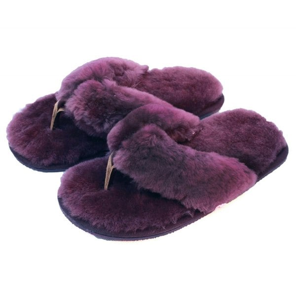 Eastern Counties Leather Womens/Ladies Sheepskin Flip Flops - Plum