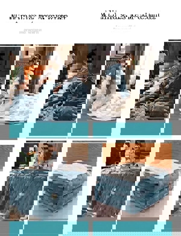 goodgoodhome Anycozy Blanket Light Grey Coral Fleece Autumn Winter Warm 3 Layers Thicken Flannel Soft Comfortable Warmth Quilts Washable 180x200cm