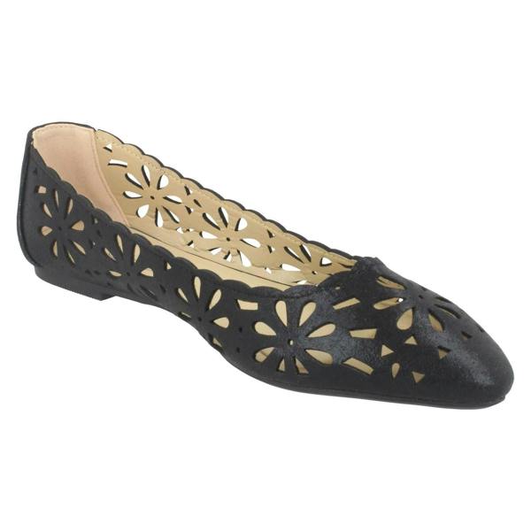 Spot On Ladies Spot On Flower Cut Out Ballerinas F80390