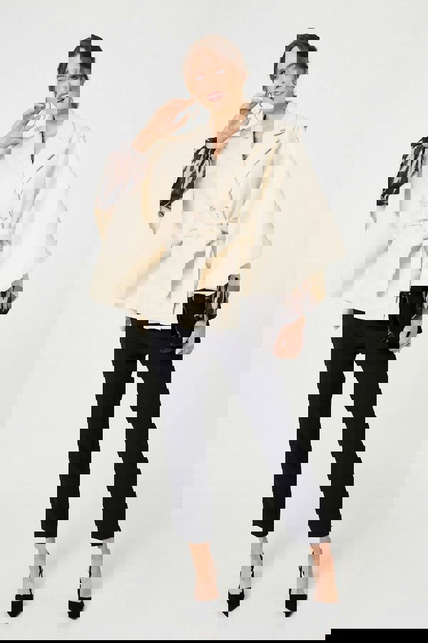 White | Cape Coat With Belt
