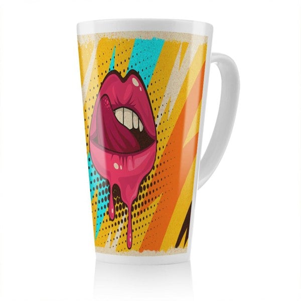 Benjamin Tate Design pop art retro vintage colorful background Designer Latte Mug
