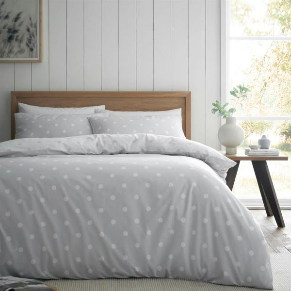 Brushed Polka Dot Grey Duvet Cover Set
