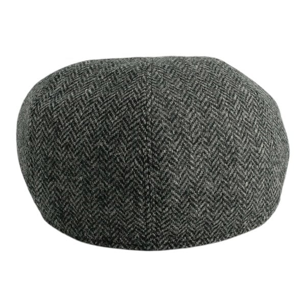 Gamble & Gunn 'Goodwood' Moon Tweed Grey Herringbone Flat Cap