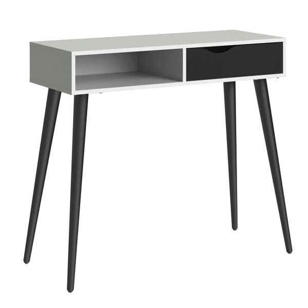 Wyld Haus Sapporo White and Matt Black Console Table 1 Drawer 1 Shelf