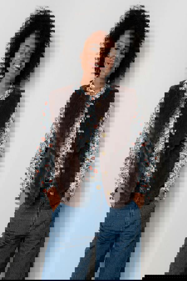 Lily & Me Dusk Stretch Cotton Jumbo Cord Gilet Chocolate