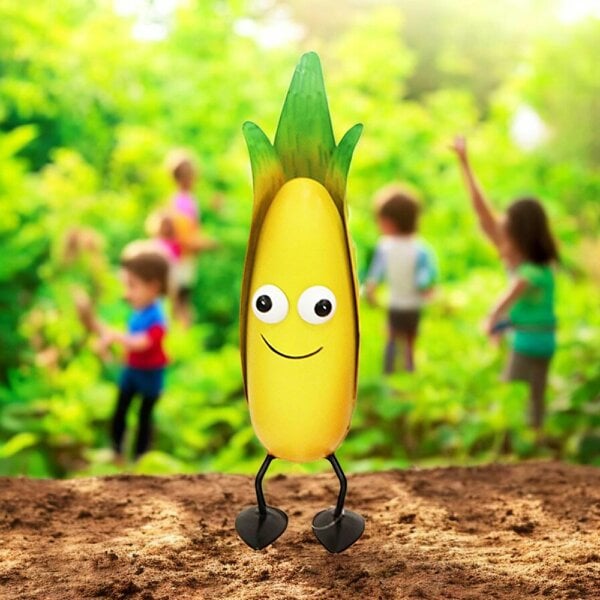 EDH Door Hardware Metal Corn Veggie Patch Pal – 25.5 x 7.5 x 7 CM | Fun & Whimsical Metal Garden Ornament | Outdoor Corn Decor