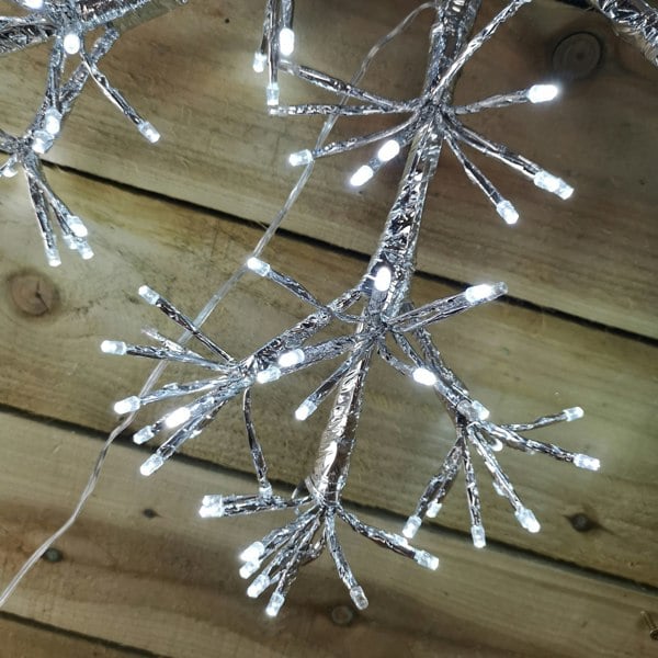 Samuel Alexander Premier 60cm Silver Starburst Snowflake Wall Window Decoration with 300 White LEDs