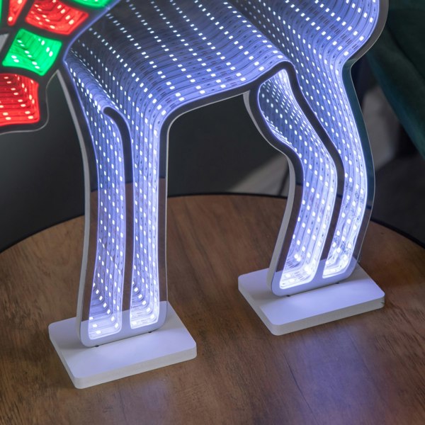 Samuel Alexander 60cm Light up Standing Reindeer with Scarf Christmas Infinity Decoration with Multi-Coloured LEDs