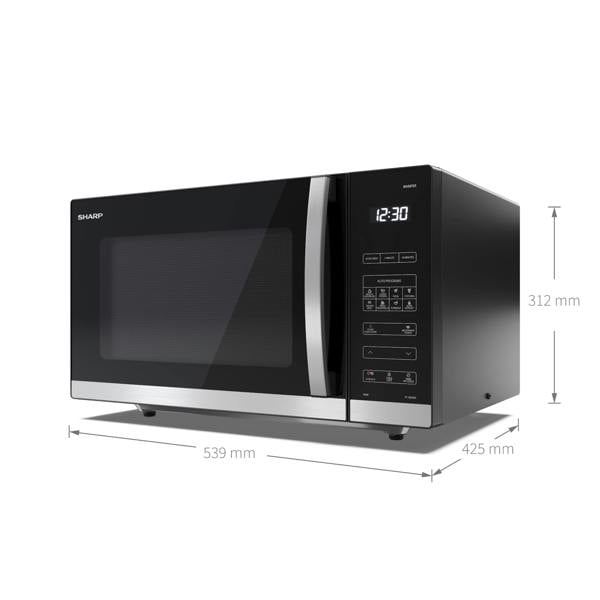 Sharp YC-QS302AU-B 30 Litre 900W Digital Flatbed Microwave Oven - Black
