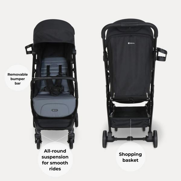 My Babiie MBX6 Compact Stroller - Black / Grey