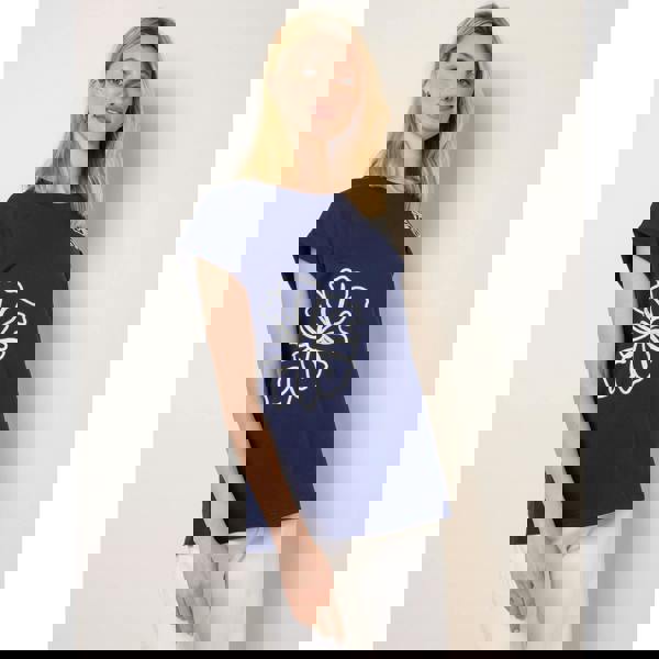 Blue Vanilla T-Shirt With Big Floral Embroidery