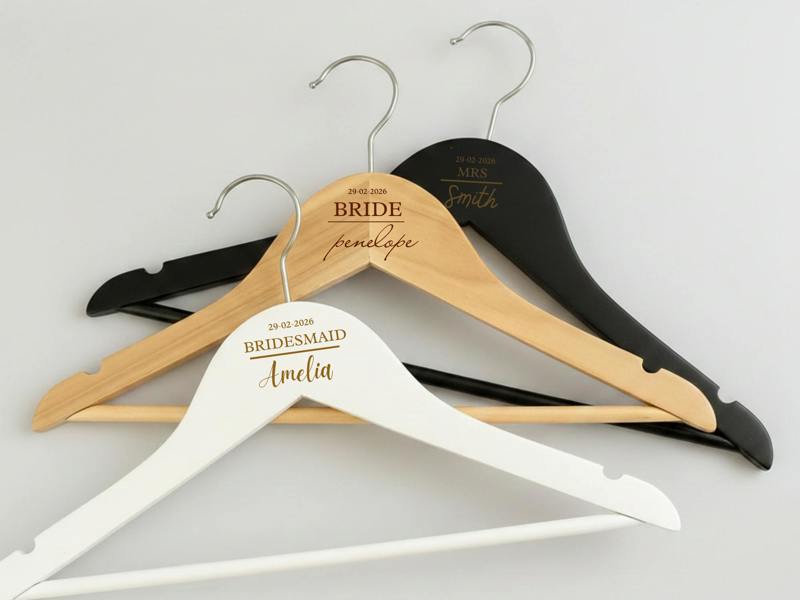 Dyzi Personalised Wooden Clothes Hangers Custom Engraved