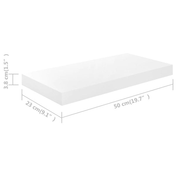 Berkfield Floating Wall Shelves 4 pcs High Gloss White 50x23x3.8 cm MDF