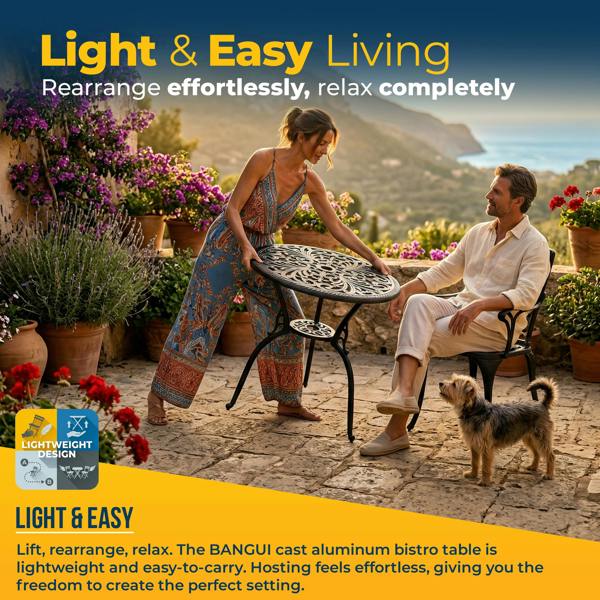 Homeology BANGUI Black Garden and Patio Cast Aluminium Bistro Table