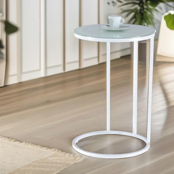 Rafaelo Mobilia Round C Shaped Side Table White