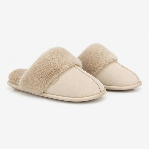 Totes VELOUR MULE Mules Slippers   in  Cream
