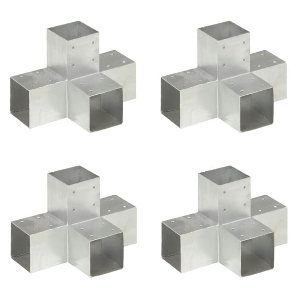 Berkfield Post Connectors 4 pcs X Shape Galvanised Metal 91x91 mm