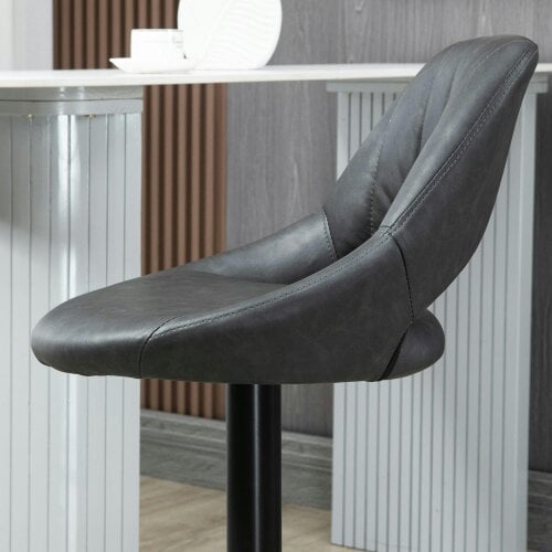 Wyld Haus Dova Lure Faux Leather Grey Swivel Bar Stools Set Of 2 With Backrest And Footrest