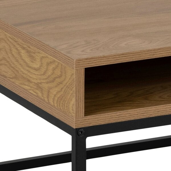 Wyld Haus Pisa Square Wild Oak Effect Coffee Table Steel Base Open Storage