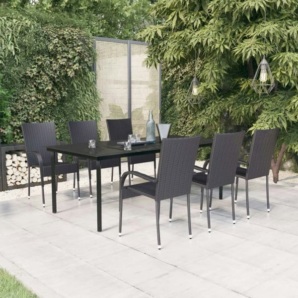 Berkfield 7 Piece Garden Dining Set Black