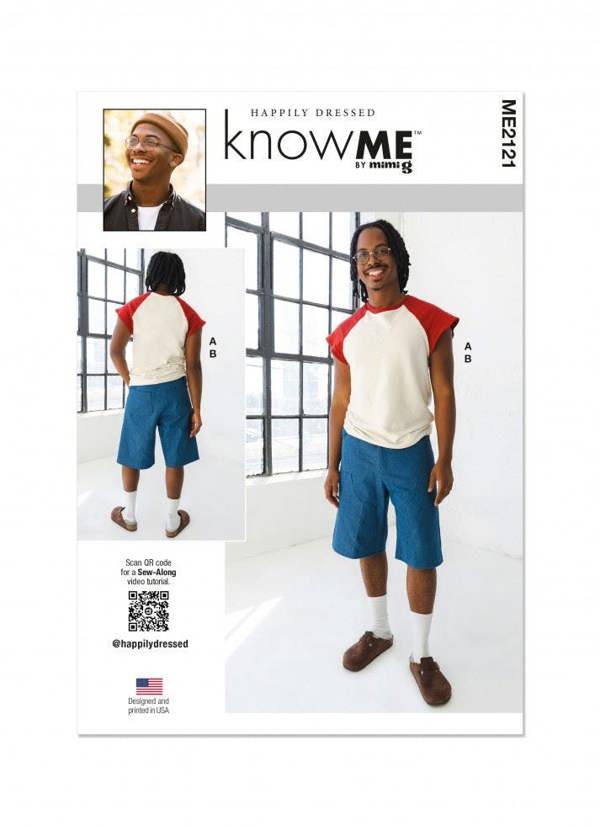 Know Me Sewing Pattern 2121, Tops, Shorts for Men, AA (34-36-38-40-42) - Intermediate
