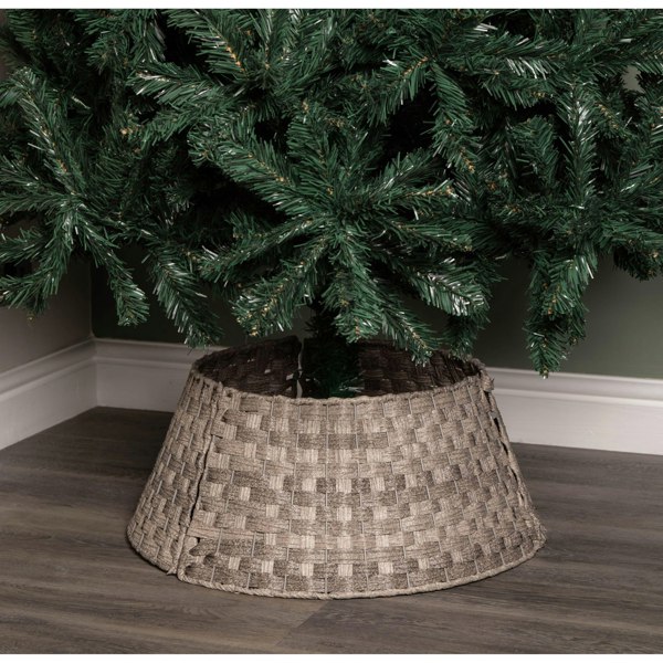 Samuel Alexander 40/58cm Samuel Alexander Medium KD Plastic Wicker Rattan Woven Christmas Tree Skirt in Grey