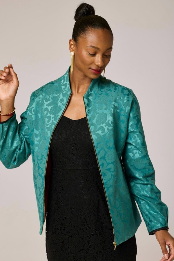 Lioness by TF Elegance Jacquard Jacket - Emerald Green