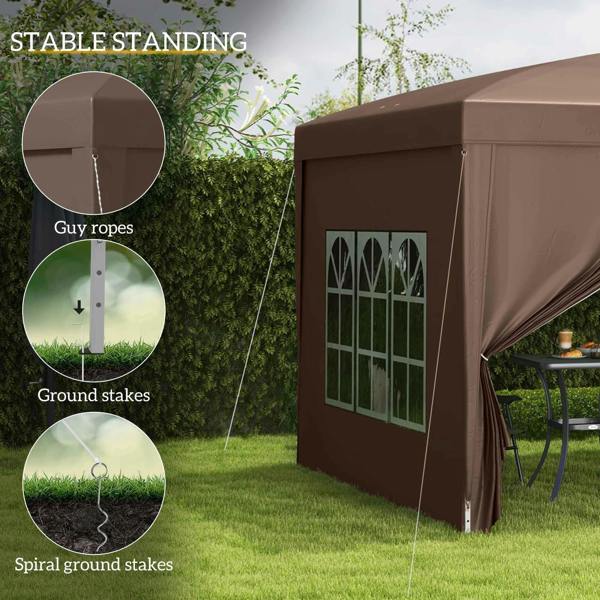 Coffee pop up gazebo with guy ropes and ground stakes