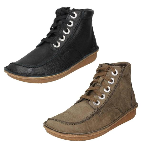 Clarks Ladies Clarks Lace Up Casual Ankle Boots Funny Cedar