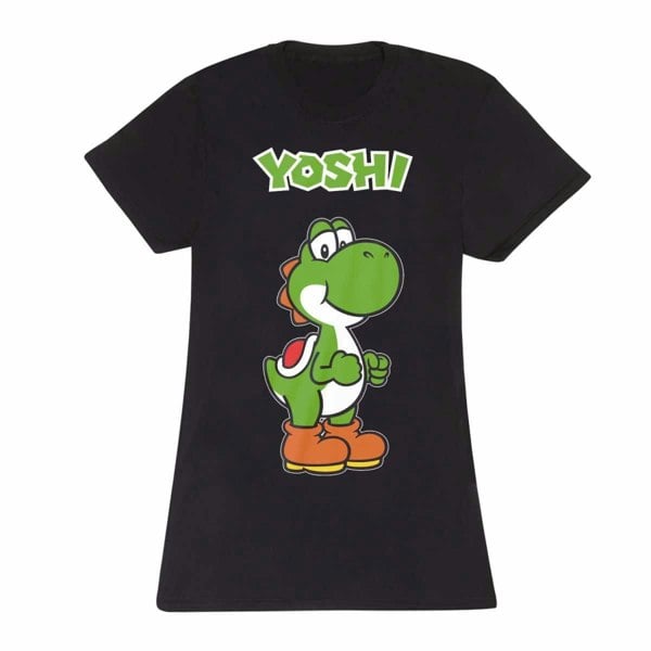 Super Mario Unisex Adult Yoshi Fitted T-Shirt - Black