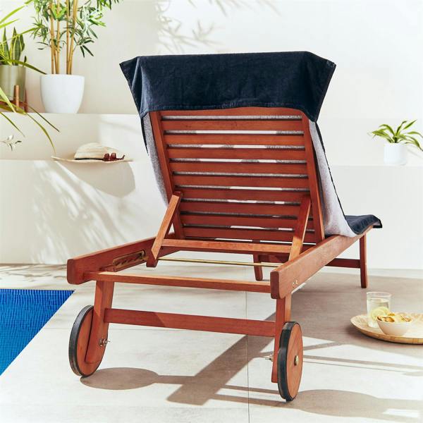 Reserved Black/White Beach Towel Lounger 76x200cm