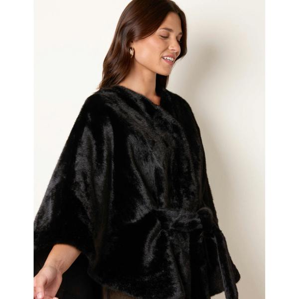 Blue Vanilla Faux Fur Tie Front Cape