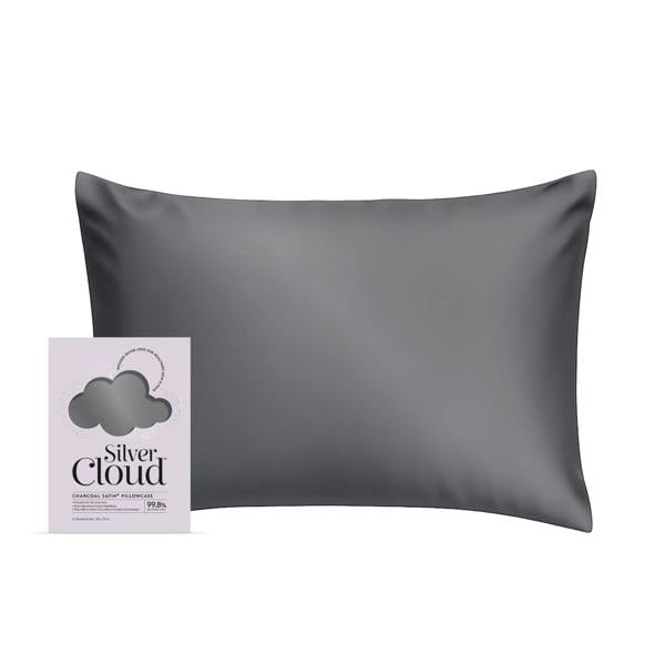 Silver Cloud Beauty Silver Cloud Charcoal Satin Pillowcase With Silver Ions