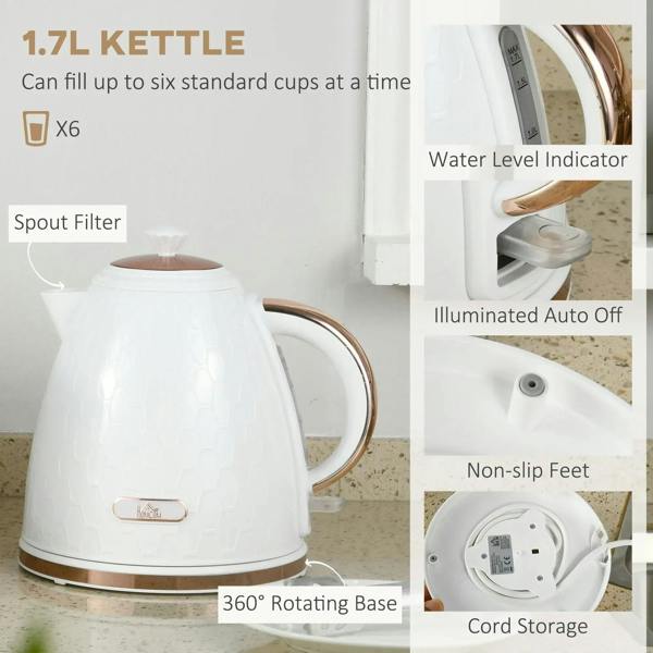 Cream electric kettle with water level indicator and auto off feature