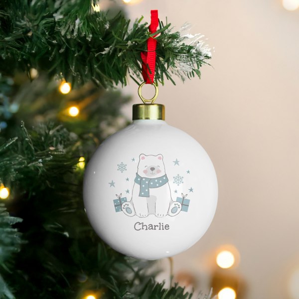 Personalised Memento Company Personalised Polar Bear Christmas Bauble