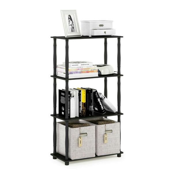 WALPLUS Sturdy Turn-N-Tube 4-Tier Multipurpose Shelf Display Rack with Classic Tubes, Americano/Black for Home Office