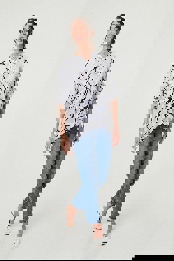 White | Floral Sequin Detail Relaxed Blouse
