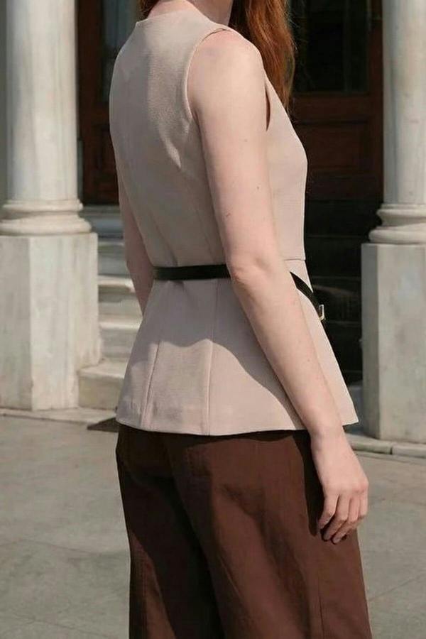 WOVCOR Fitted Belted Vest