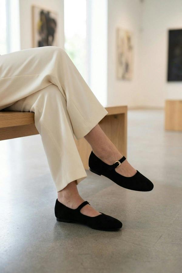 ikrush Constance Faux Suede Mary Jane Ballet Flats