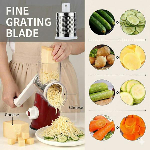 Dragodirect 3 in 1 Cheese Grater Rotary Shredder with Handle Kitchen Tool
