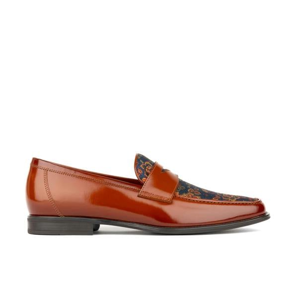 Embassy London Henry - Tan & Blue Flower - Men's Leather Loafer