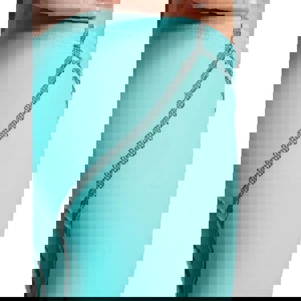 Arena Boys Powerskin aquamarine blue jammer with turquoise leggings and gray stripes