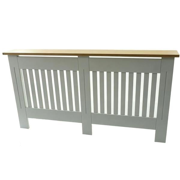 Gr8 Home Large White Wooden Radiator Cover MDF Slatted Grill Cabinet Display Shelf 152cm
